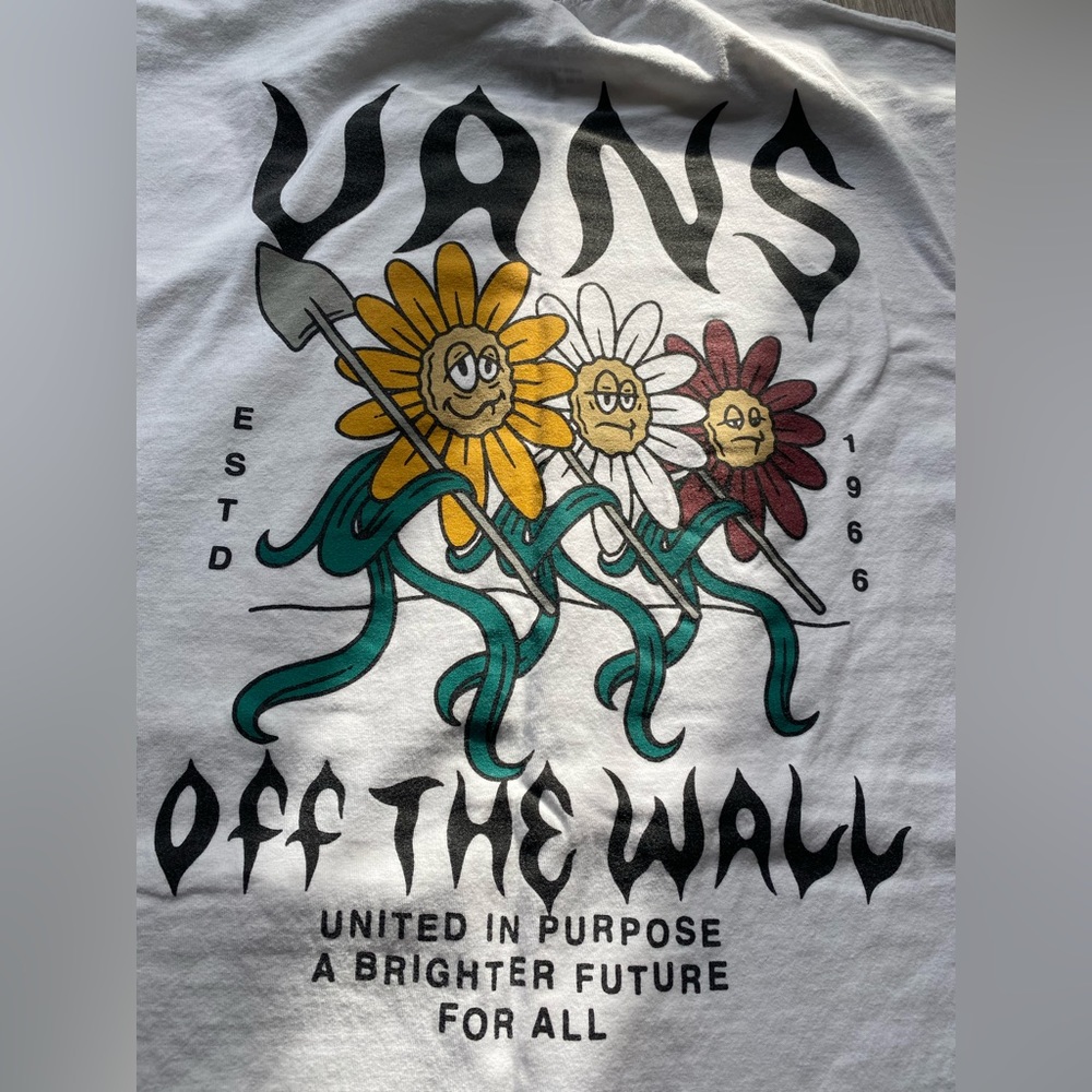 Vans White Tee with Yellow, Green & Red Floral Graphic - Picture 5 of 5